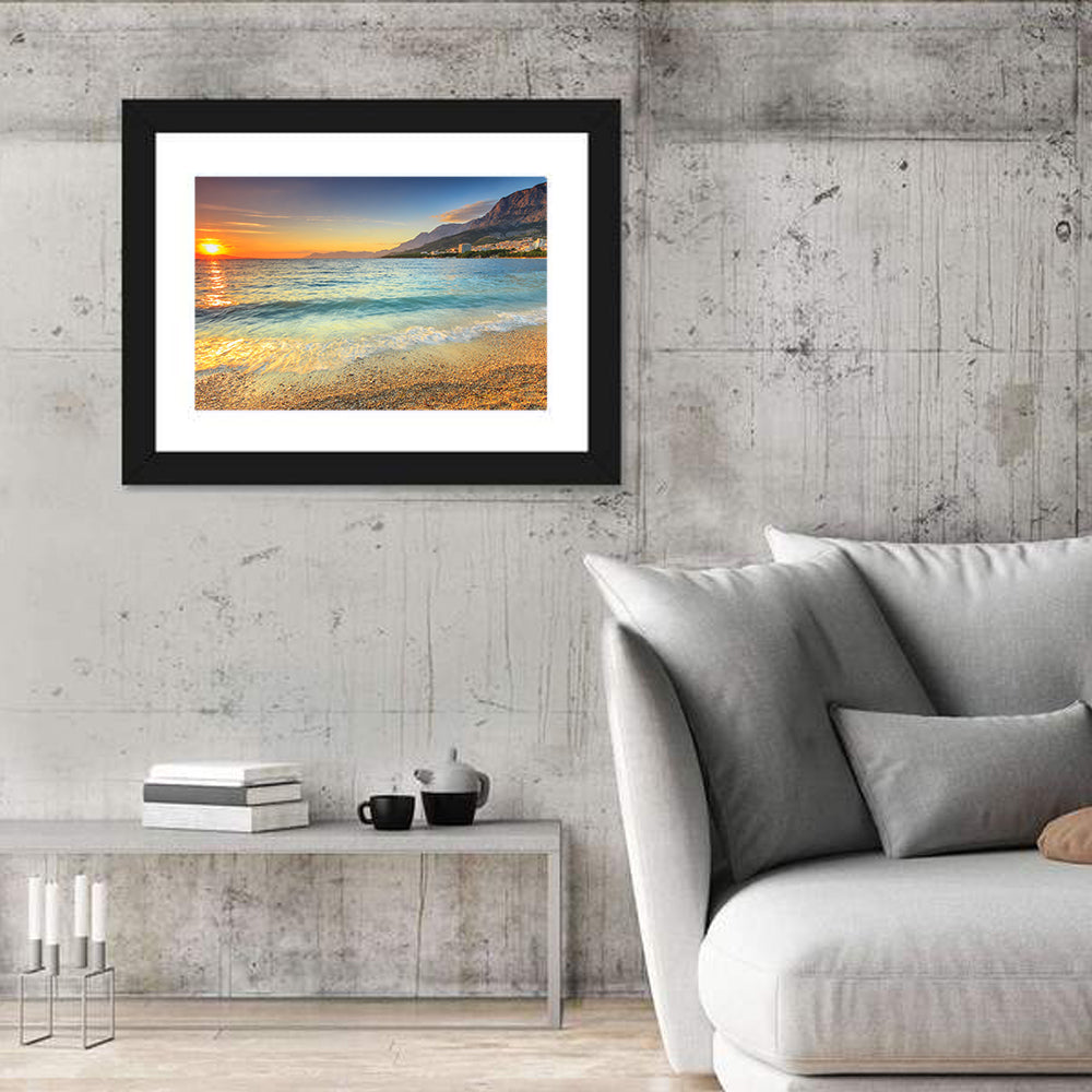 Makarska Pebble Beach Sunset Wall Art