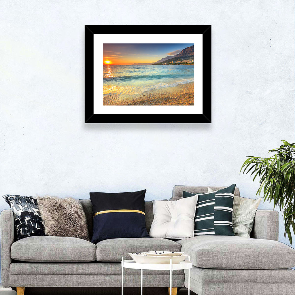 Makarska Pebble Beach Sunset Wall Art