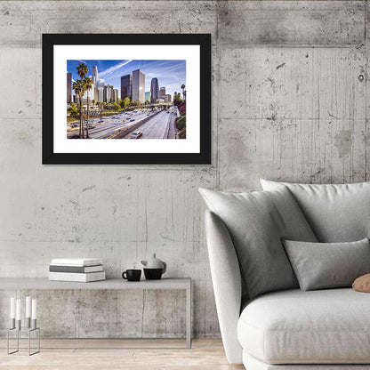 Los Angeles Freeway to Downtown Skyline Wall Art