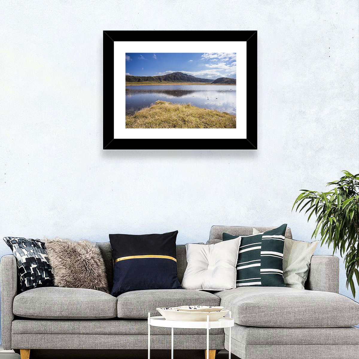 Mount Aso Lake Reflection Wall Art