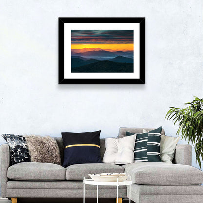 Misty Blue Ridge Sunrise North Carolina Wall Art