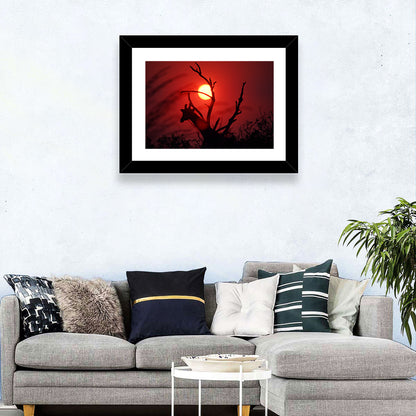 Giraffe Silhouette at Sunset Wall Art