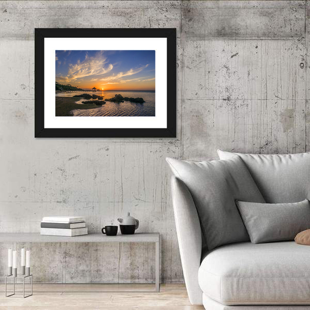 Roatan Pier Sunset Wall Art