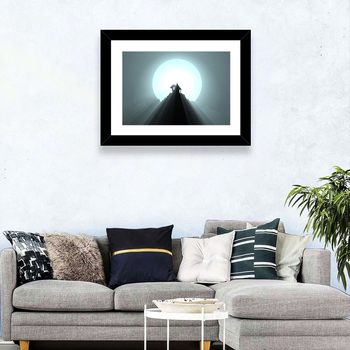 Moonlit Mountain Hut Wall Art