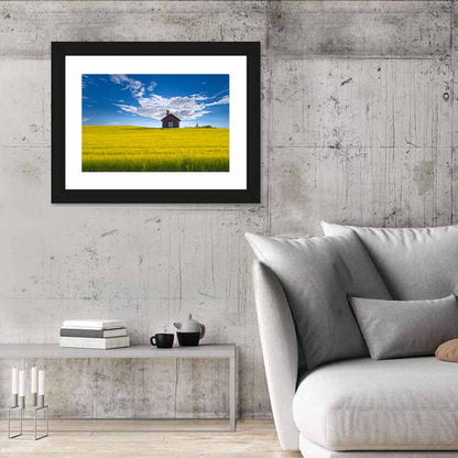 Red Barn in Golden Wheat Field Wall Art
