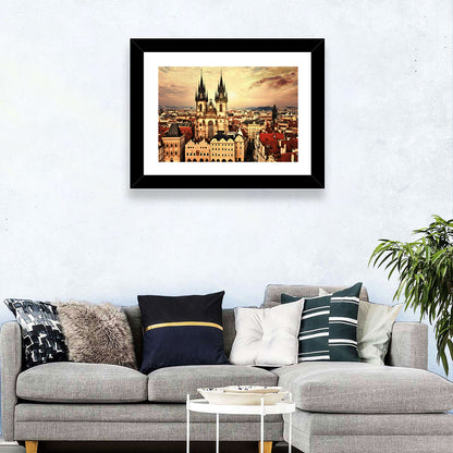 Prague Old Town Skyline at Golden Hour Wall Art