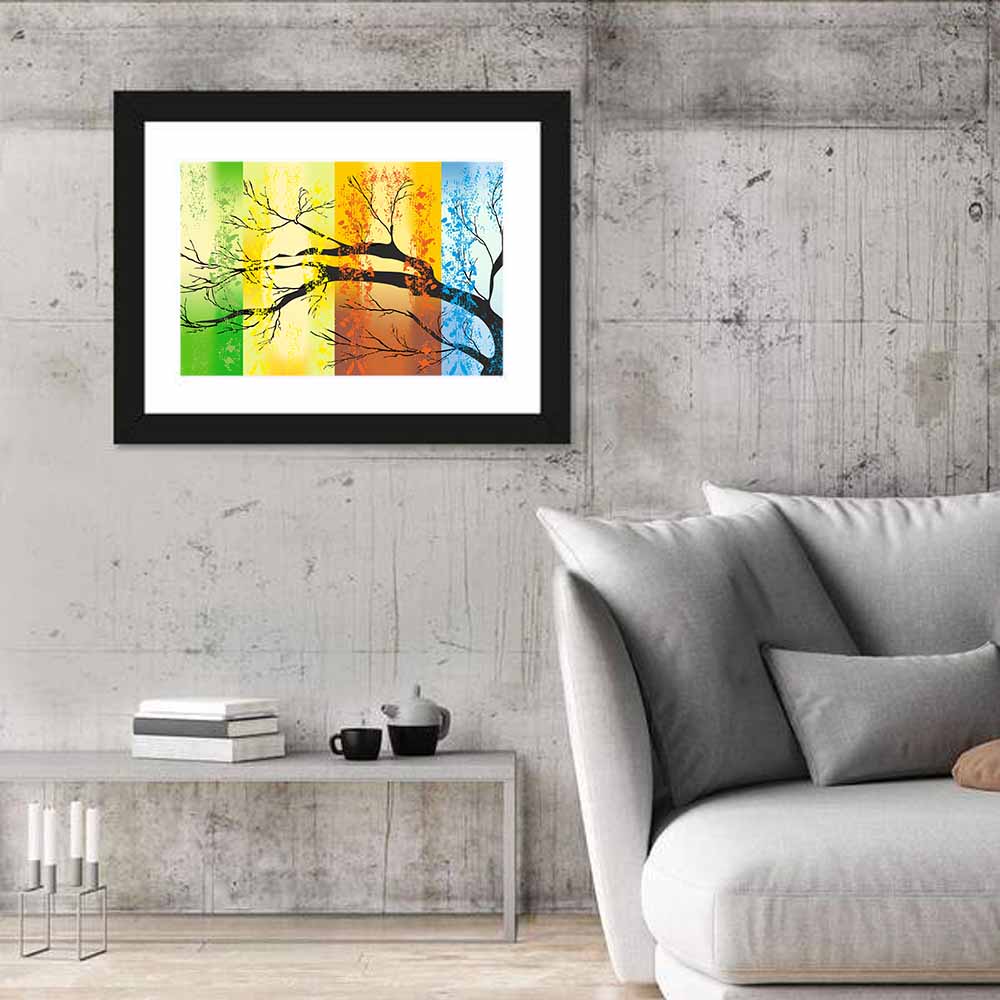 Four Seasons Tree Silhouette Wall Art