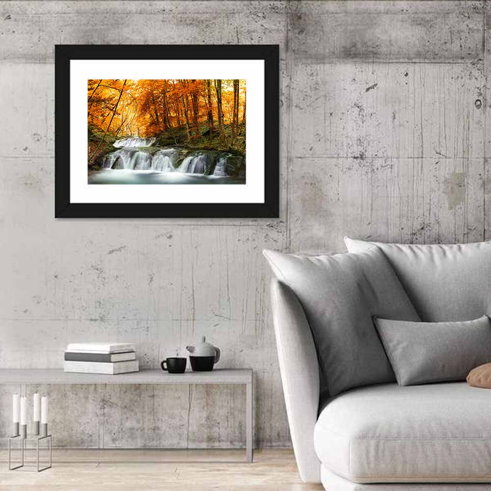 Autumn Forest Waterfall Wall Art