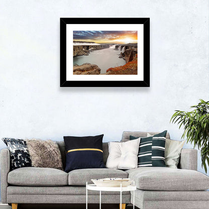 Selfoss Waterfall at Sunset Wall Art