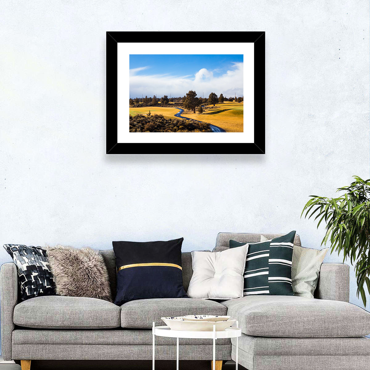 Central Oregon Golf Course with Winding Path Wall Art in a room, landscape