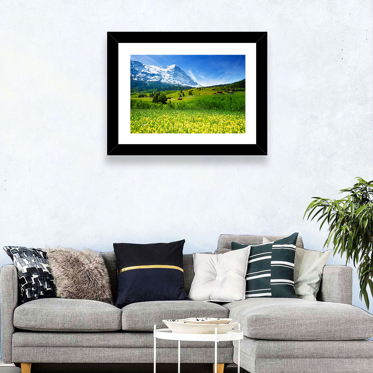 Alpine Wildflower Meadow Wall Art in a room, landscape