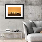 Camel Caravan Silhouette on Wet Sand Wall Art