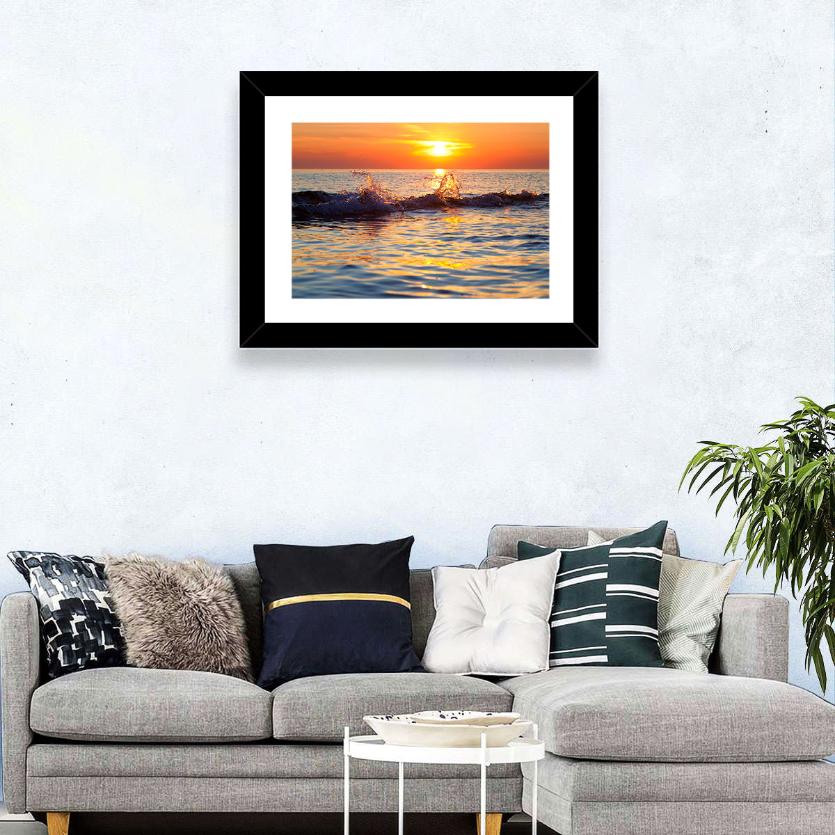 Lake Michigan Sunset Waves Wall Art