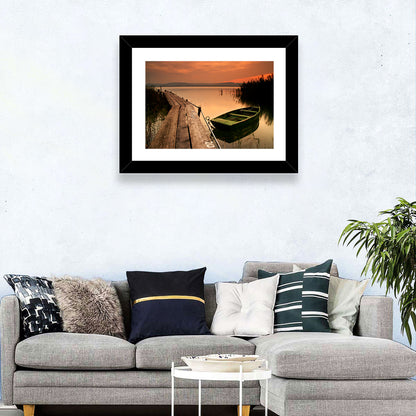 Pier and Rowboat on Lake Balaton Wall Art