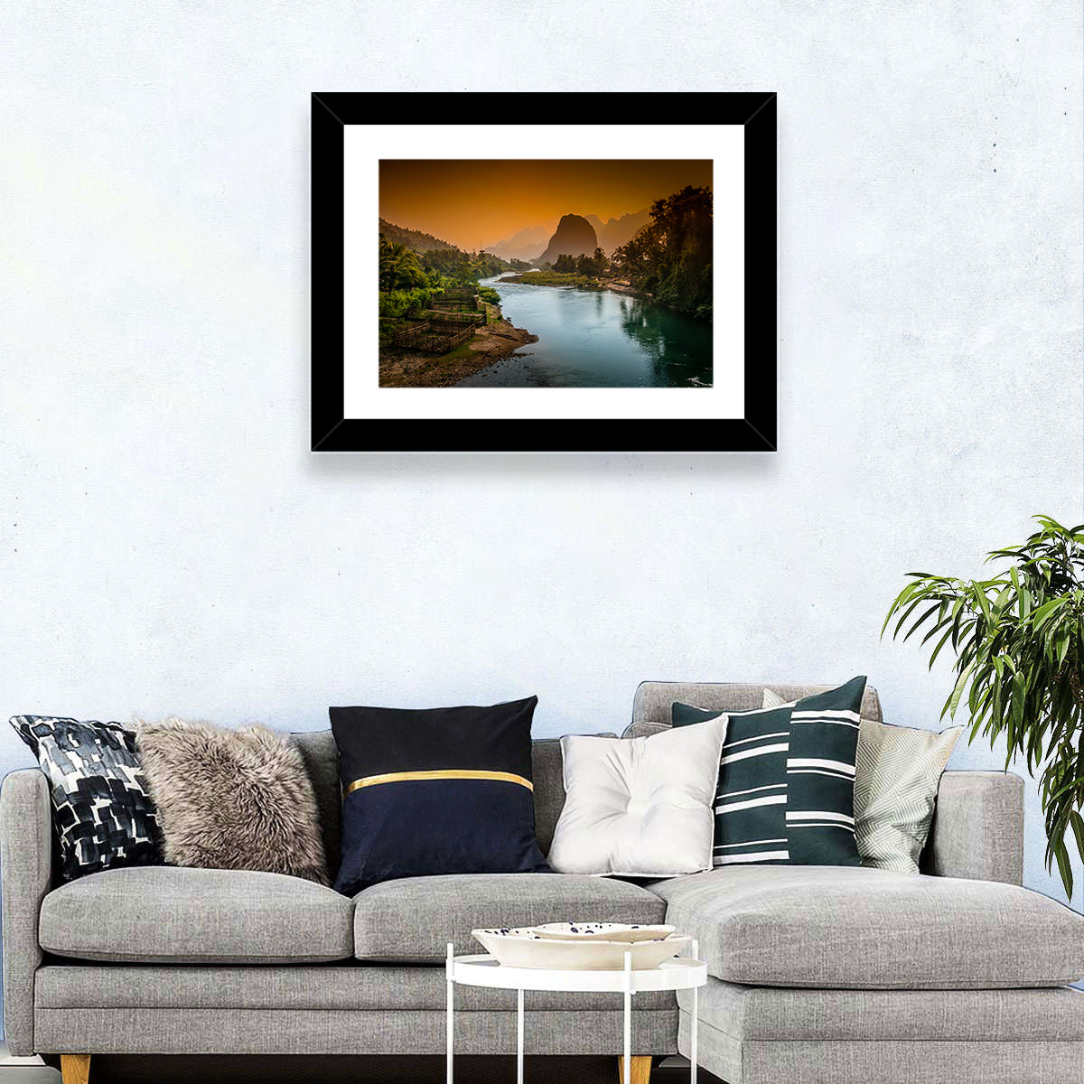 Nam Song River Wall Art in a room, landscape