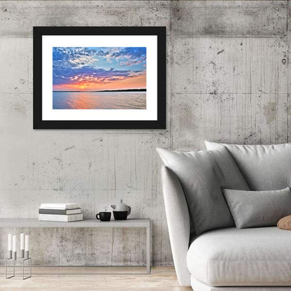 Cloudy Lake Sunset Reflection Wall Art