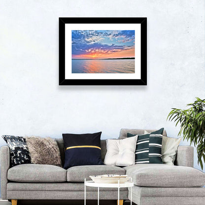 Cloudy Lake Sunset Reflection Wall Art