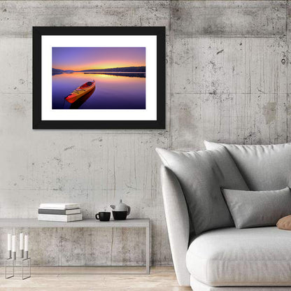 Bright Orange Kayak at Sunset Wall Art