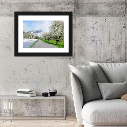 Season Change Road to Snowy Mountain Wall Art