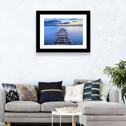 Weathered Lake Pier at Dusk Wall Art