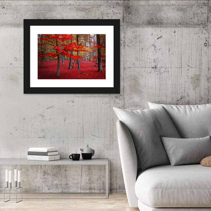 Crimson Autumn Forest Wall Art