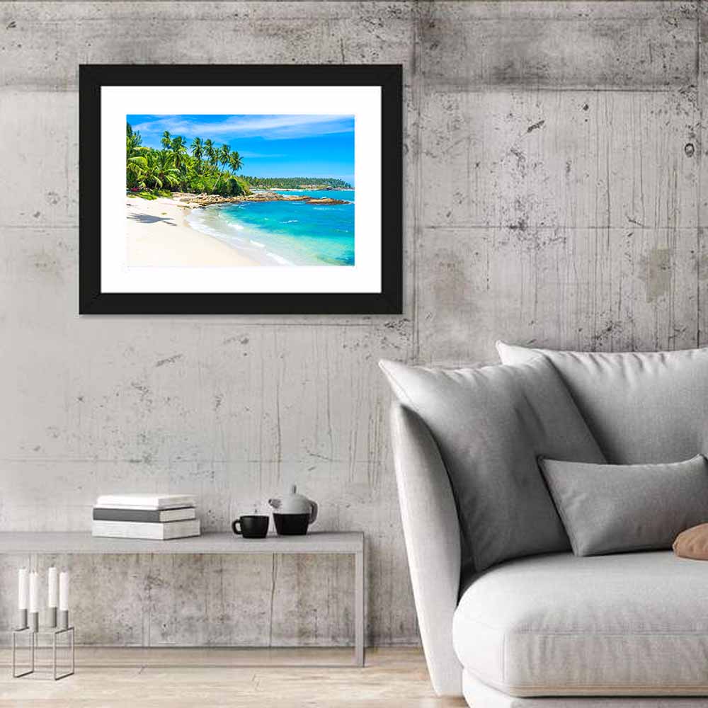 Sri Lanka Tropical Beach Wall Art in a room, landscape