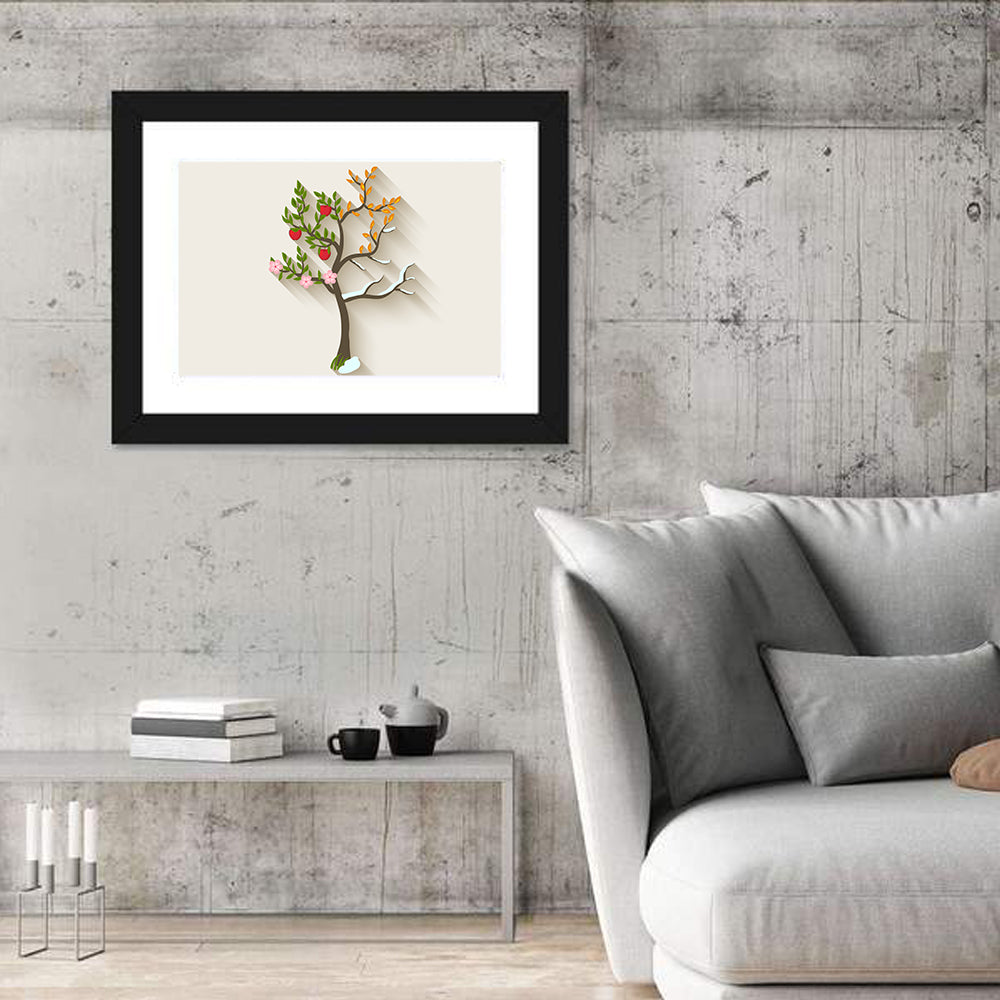 Four Seasons Tree Wall Art in a room, landscape