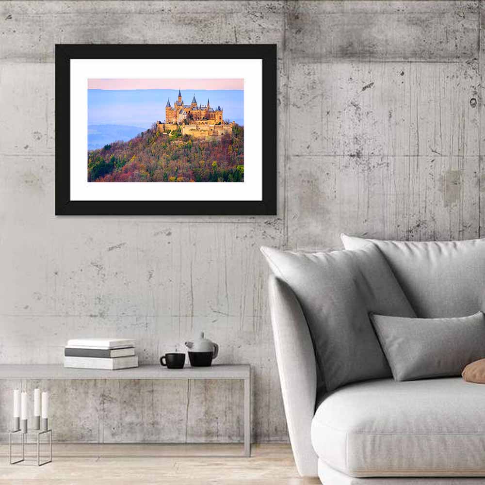 Hohenzollern Castle at Sunset Wall Art in a room, landscape