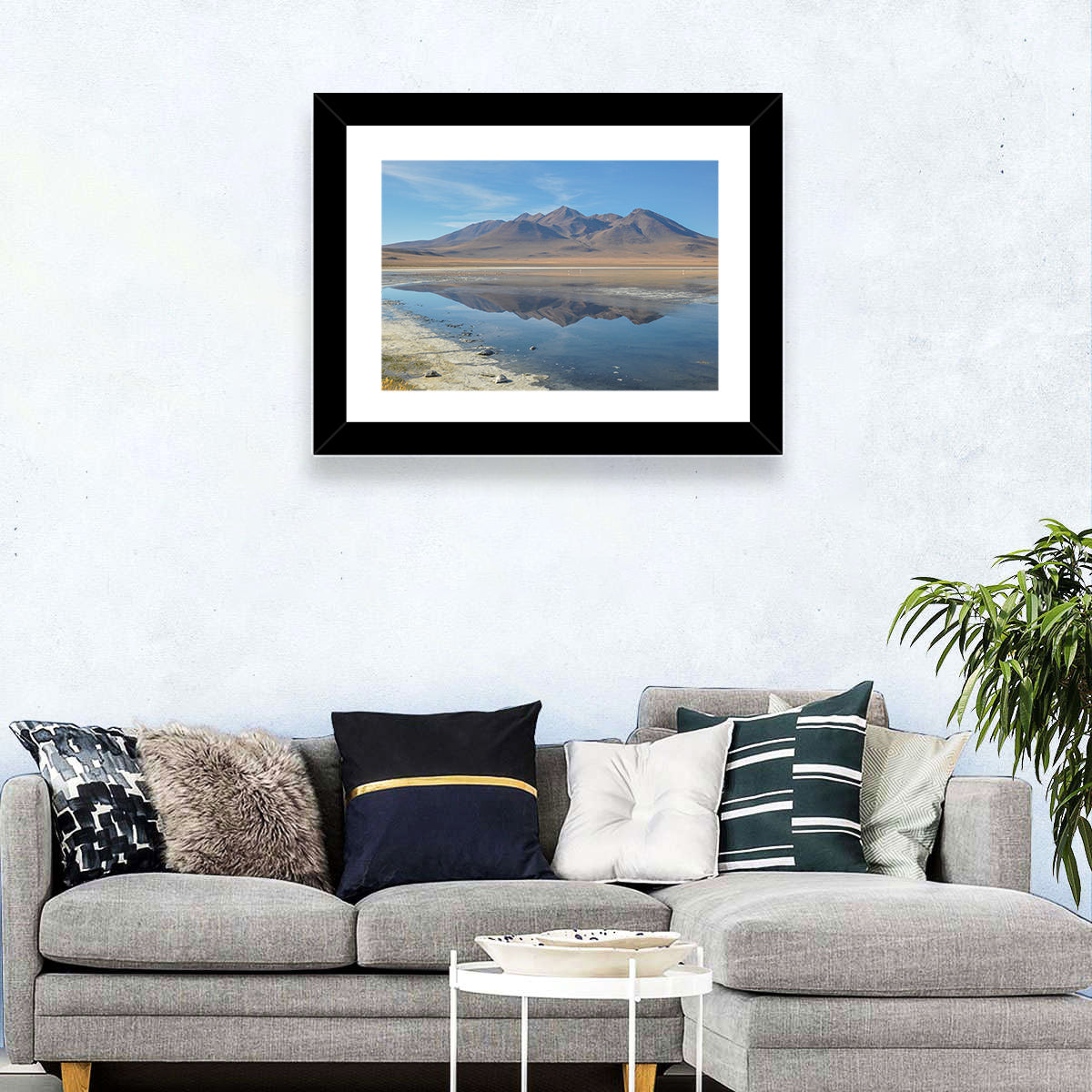 Sur Lipez Salt Lake Reflection Wall Art in a room, landscape