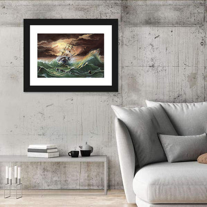 Ship in a Sea Storm Wall Art