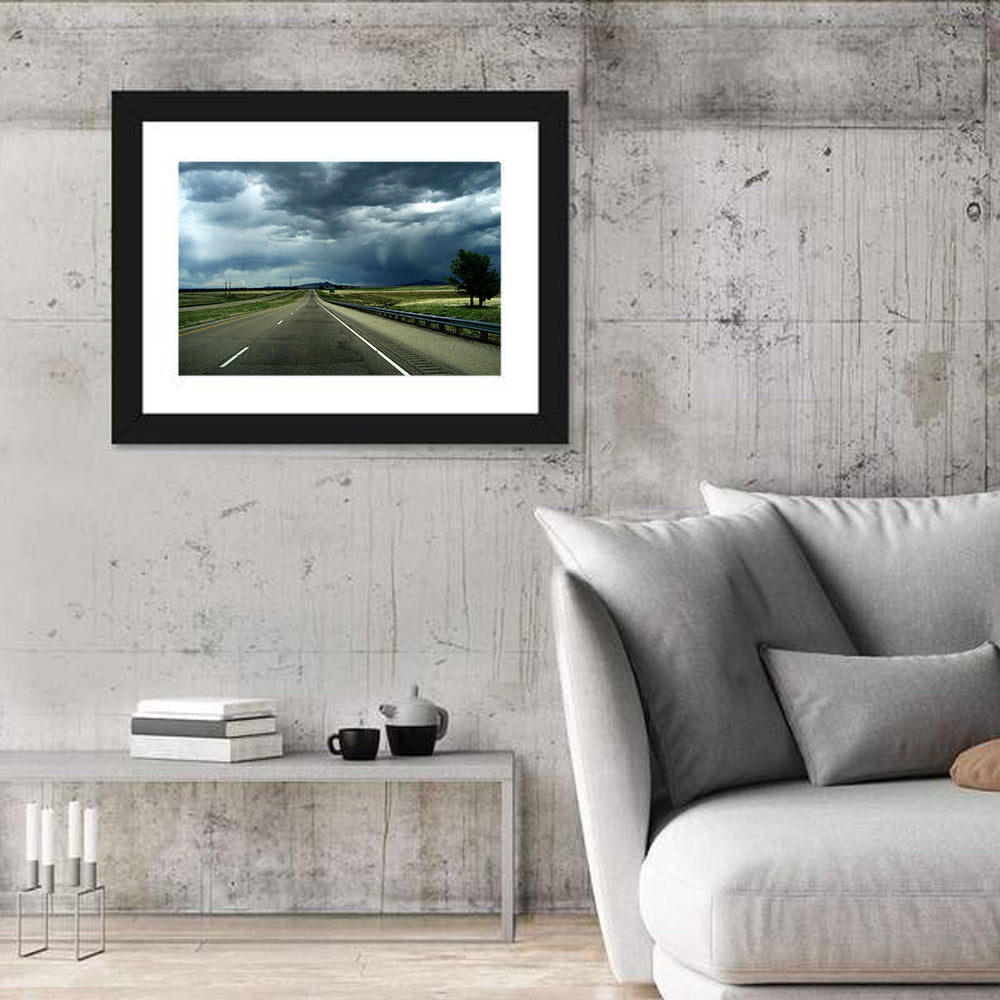 Stormy New Mexico Highway Wall Art in a room, landscape