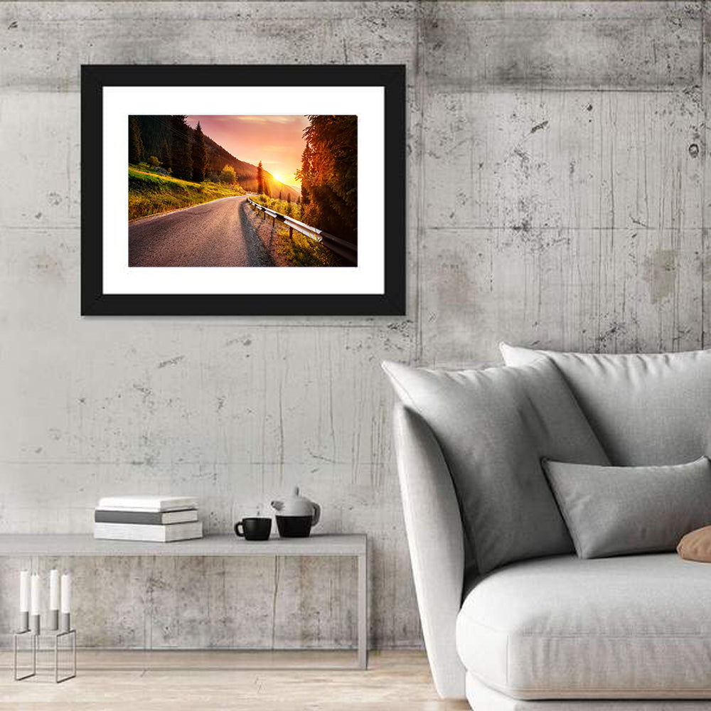 Golden Hour Mountain Road Wall Art