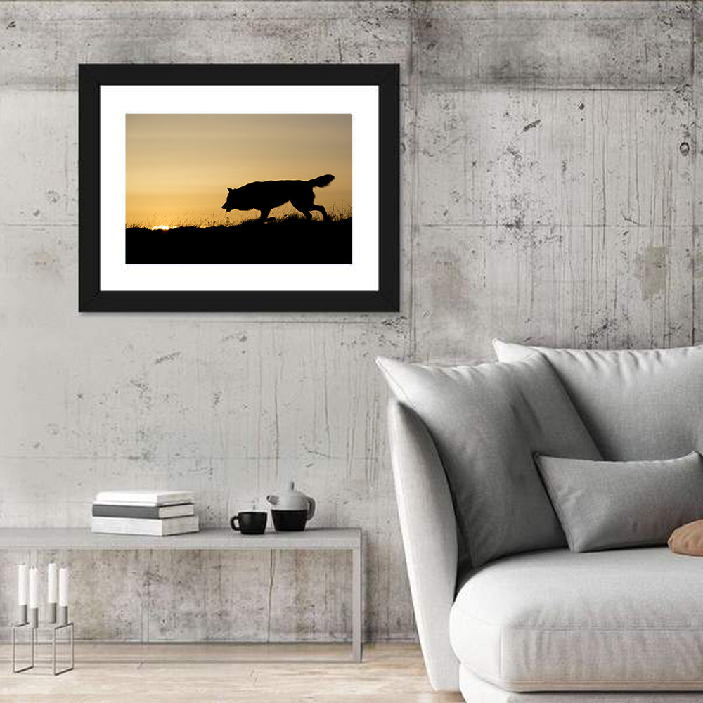 Wolf at Golden Horizon Wall Art