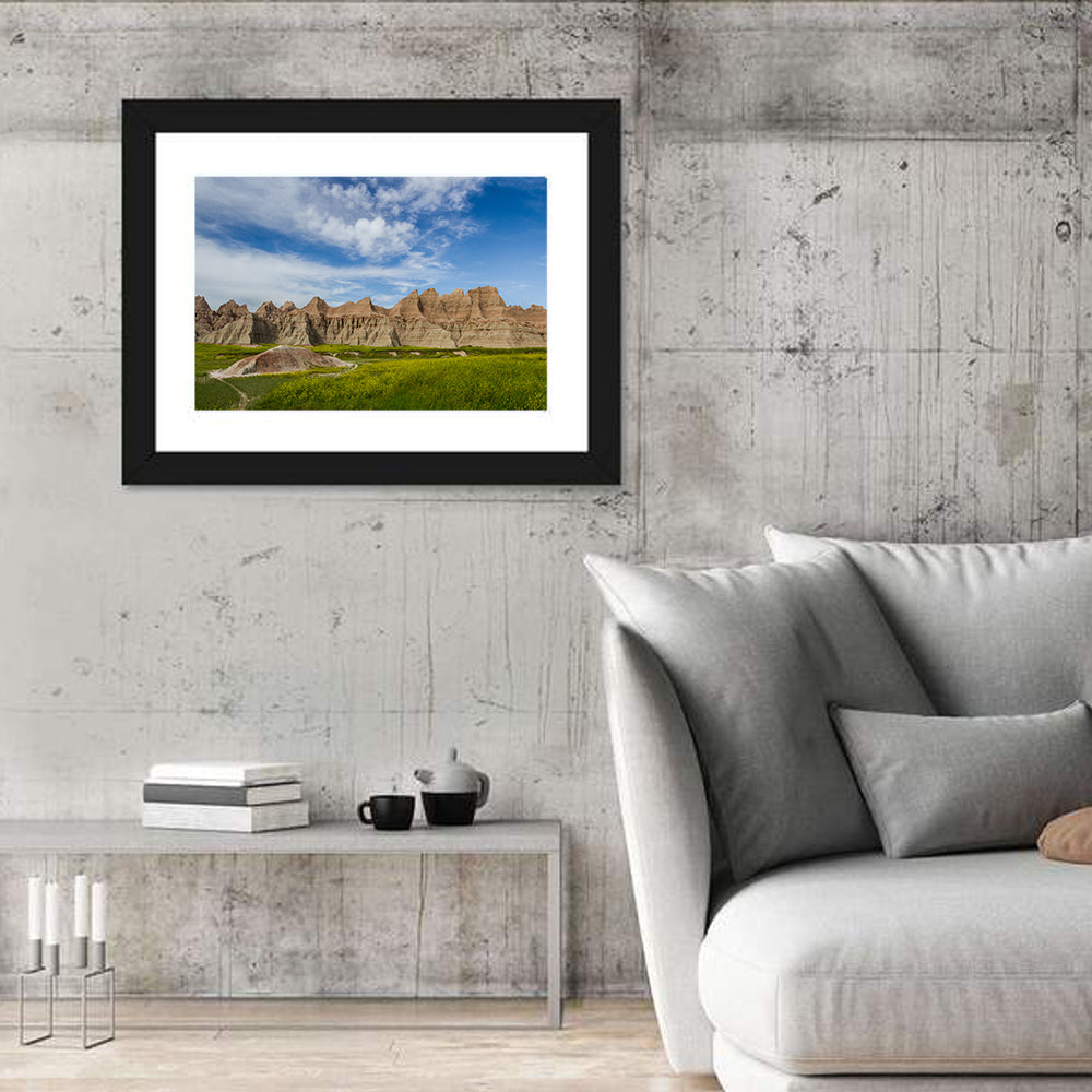 Badlands Meadow and Rock Formations Wall Art