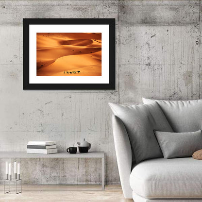 Desert Camel Caravan in Golden Dunes Wall Art