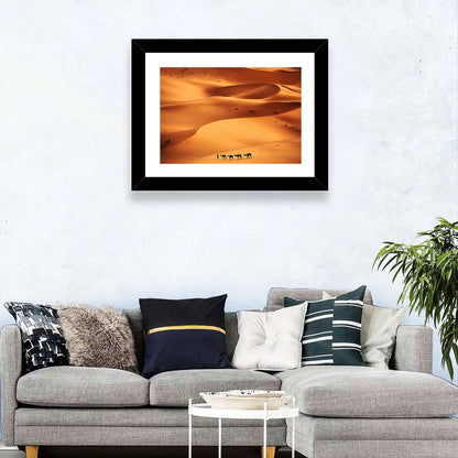 Desert Camel Caravan in Golden Dunes Wall Art