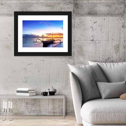 Jukung Fishing Boat at Sunset Wall Art
