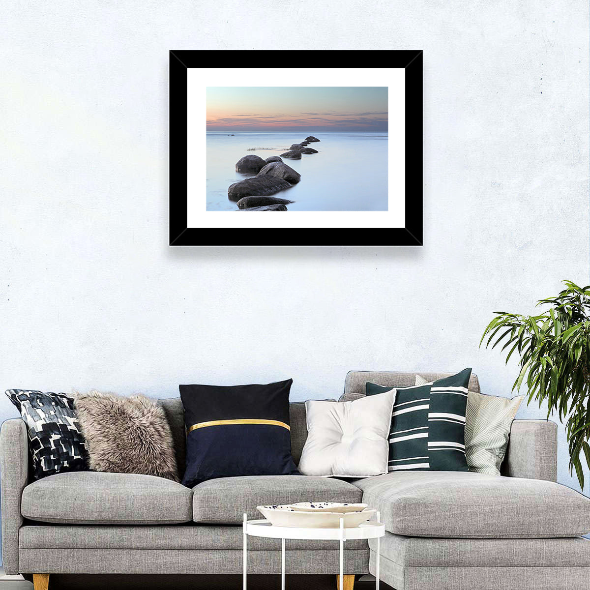 Baltic Sea Stones Wall Art in a room, landscape