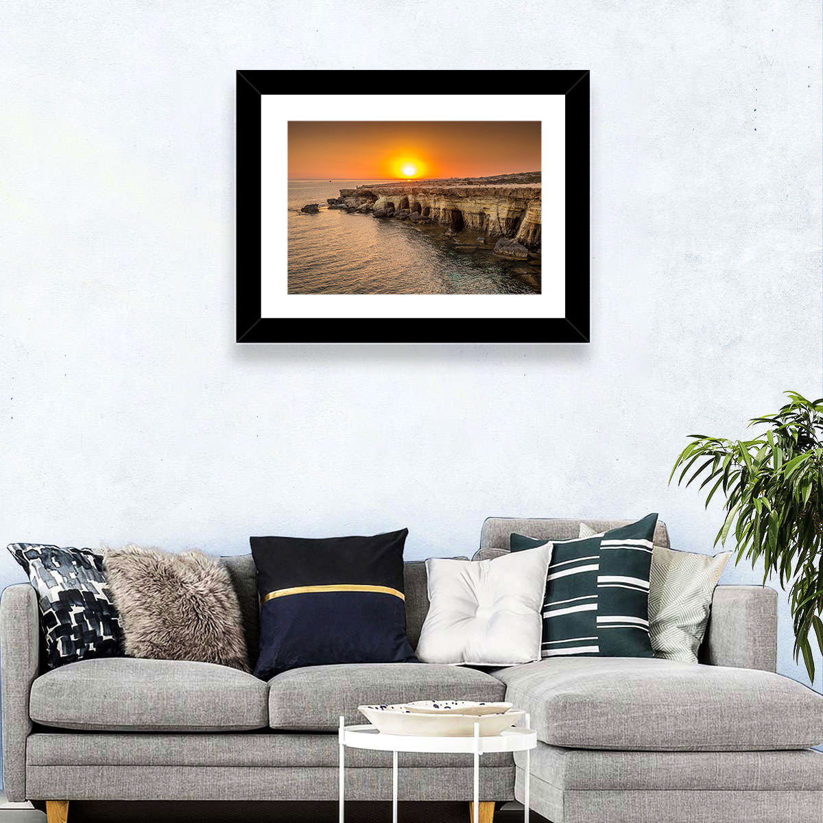 Sunset Over Sea Caves Wall Art