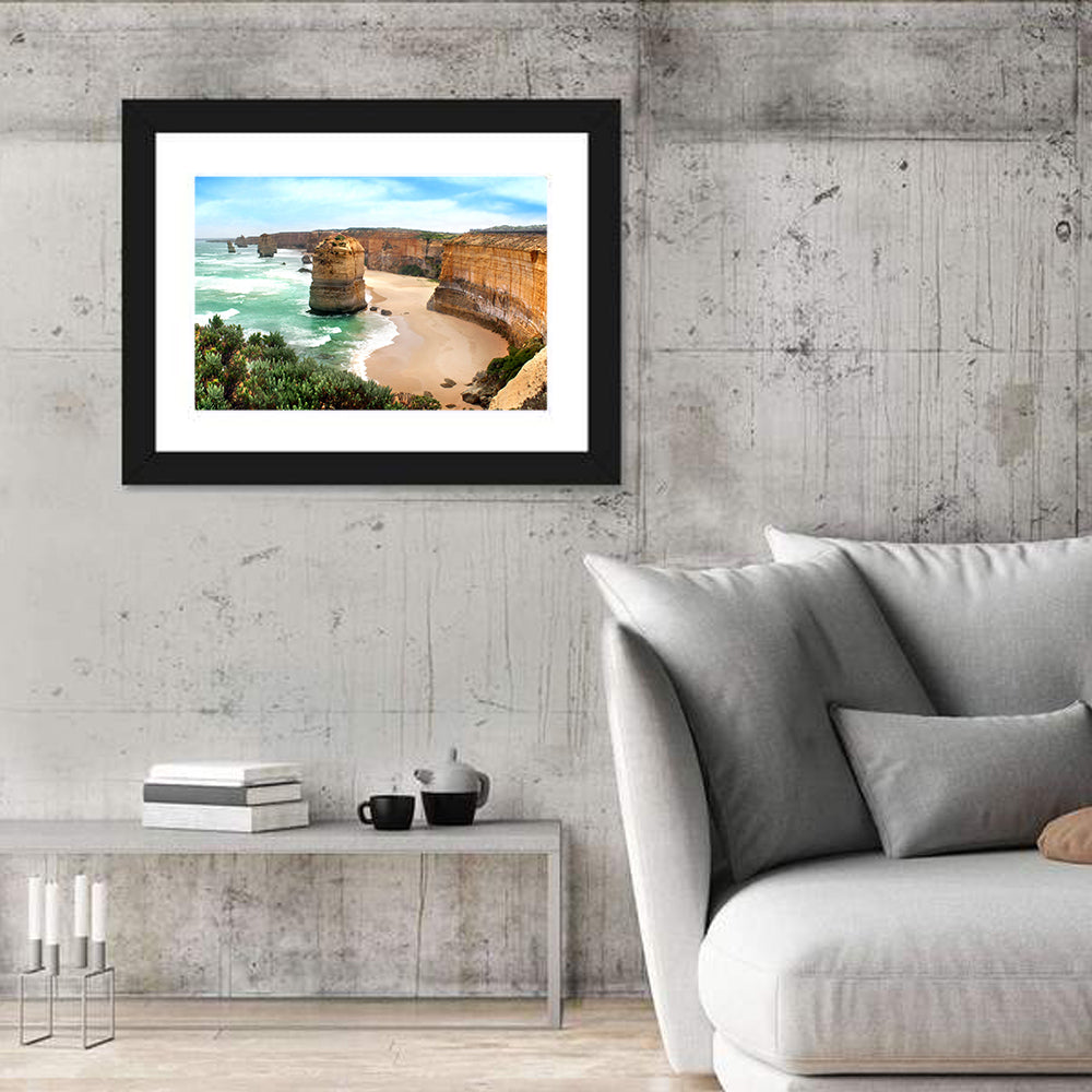 Twelve Apostles Coastline Wall Art in a room, landscape