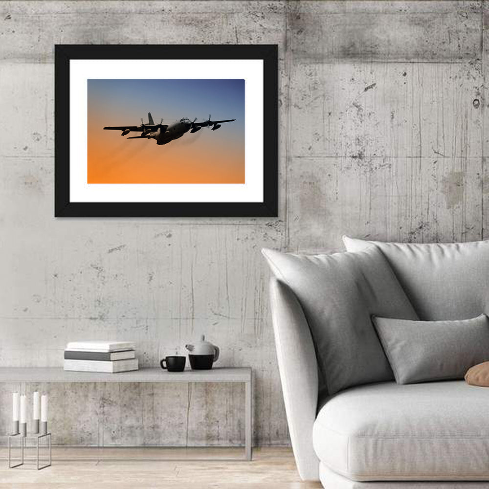 Four-engine Military Transport at Dusk Wall Art