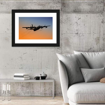 Four-engine Military Transport at Dusk Wall Art