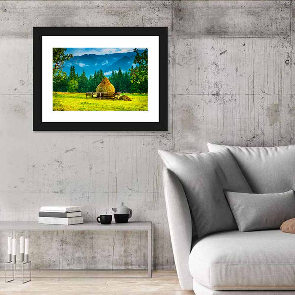 Haystack in Mountain Meadow Wall Art