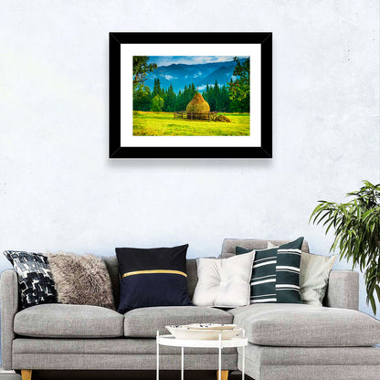 Haystack in Mountain Meadow Wall Art