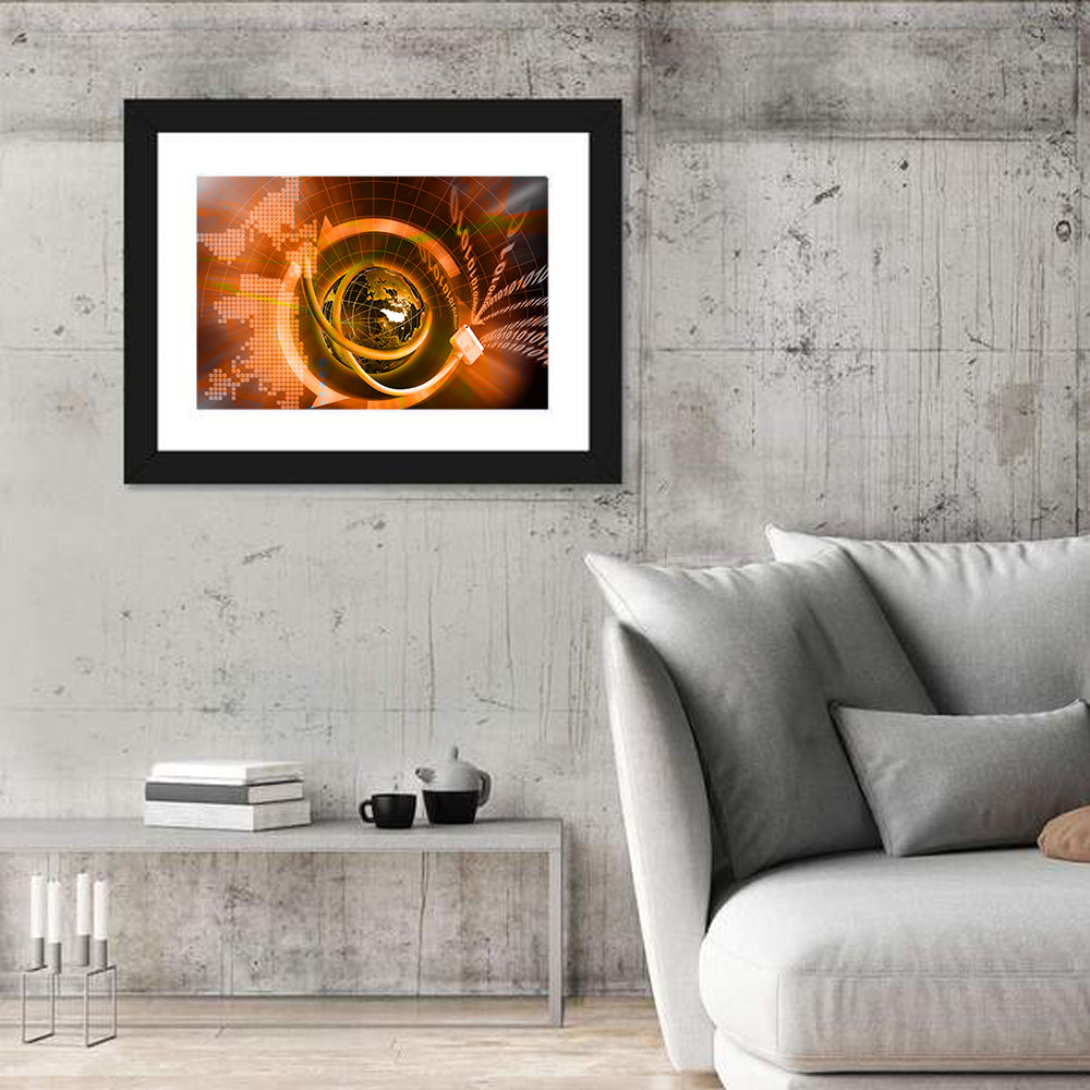 Digital Connectivity Globe Wall Art in a room, landscape