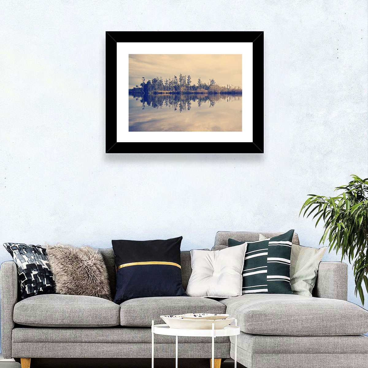 Sunset Over Forest Lake Wall Art