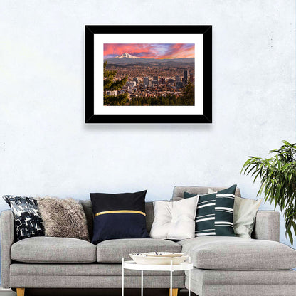 Portland Skyline at Sunset Wall Art