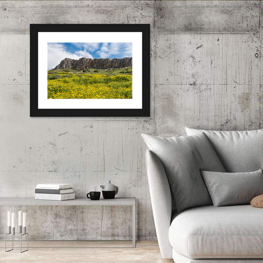 Mount Arbel Wildflower Meadow Wall Art in a room, landscape