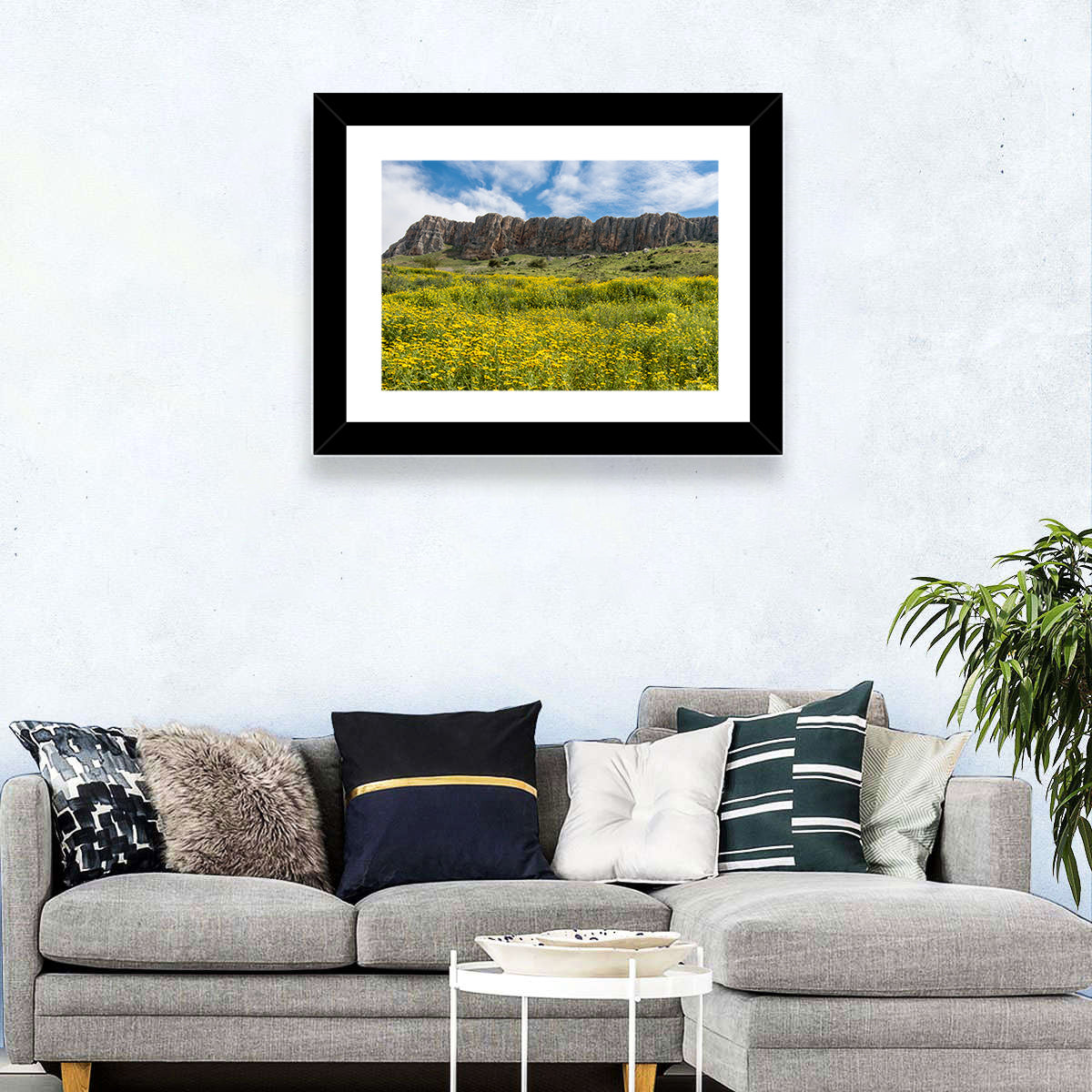 Mount Arbel Wildflower Meadow Wall Art in a room, landscape