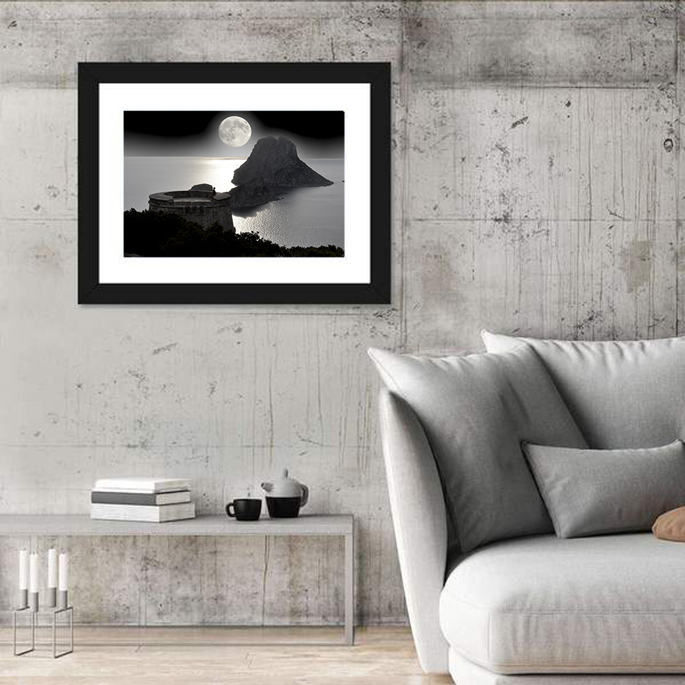 Pirates Tower Moonlit Watchtower, Ibiza Wall Art in a room, landscape